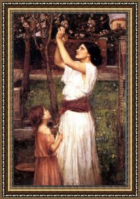 Those Blossoms You Gave So Freely 4 Framed Paintings - Gathering Almond Blossoms by John William Waterhouse