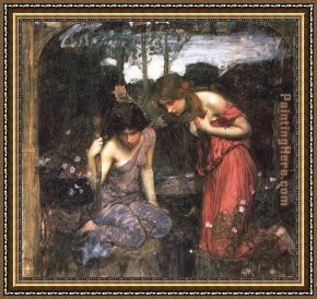 Nymph And Triton Framed Paintings - Nymphs Finding the Head of Orpheus by John William Waterhouse