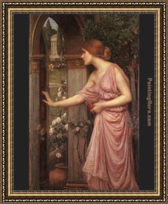 Gardens of The Vatican Framed Paintings - Psyche Entering Cupid's Garden by John William Waterhouse