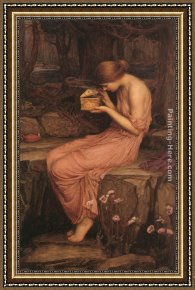 Golden Harvest Framed Paintings - Psyche Opening the Golden Box by John William Waterhouse