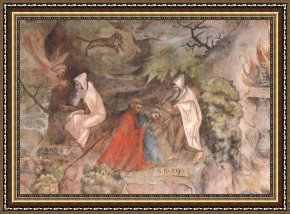 Elijah Restoring The Widow's Son Framed Paintings - Scenes from the Life of Prophet Elijah by Jorg Ratgeb
