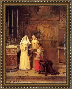 A View of Santa Maria Della Salute, Venice Framed Paintings - Celebrating Santa Maria della Rosa by Jose Benlliure y Gil