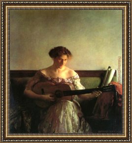 Card Player Framed Paintings - The Guitar Player by Joseph DeCamp