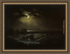 Puffins Over Sea Framed Paintings - Fishermen at Sea by Joseph Mallord William Turner