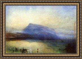 Lake Como Framed Paintings - The Blue Rigi Lake of Lucerne Sunrise by Joseph Mallord William Turner