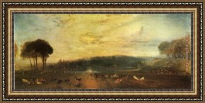 Lake Como Framed Paintings - The Lake Petworth sunset fighting bucks by Joseph Mallord William Turner