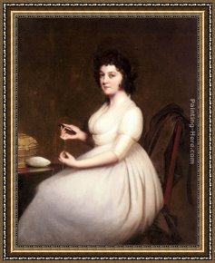 Kentucky Derby Framed Paintings - Portrait of Mrs Abney by Joseph Wright of Derby