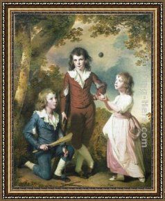 Kentucky Derby Framed Paintings - The Children of Hugh and Sarah Wood of Swanwick, Derbyshire by Joseph Wright of Derby
