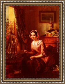 Josephus Framed Paintings - Nahstunde by Josephus Laurentius Dyckmans