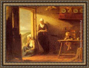 Return Framed Paintings - Awaiting The Fisherman's Return by Jozef Israels