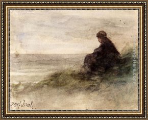 Return Framed Paintings - Awaiting The Fishermen's Return by Jozef Israels