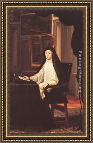 Elijah Restoring The Widow's Son Framed Paintings - Queen Mary Anne of Austria as a Widow by Juan Carreno De Miranda