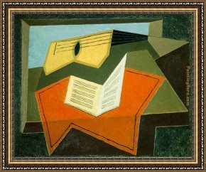 The Passion of Music Framed Paintings - Guitar and Music Pape by Juan Gris