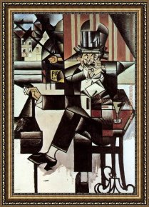 The Night Cafe Framed Paintings - Man in the Cafe by Juan Gris