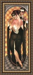 Allegory of Arts Framed Paintings - Art Deco Evening by Juarez Machado