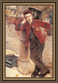 London Framed Paintings - The London Bootblack by Jules Bastien-Lepage