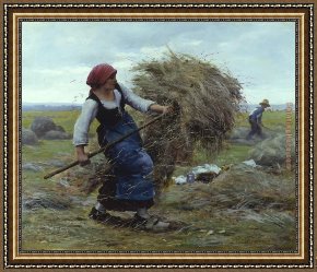 Julien Framed Paintings - Harvest Time by Julien Dupre