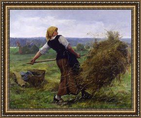 Julien Framed Paintings - La faneuse by Julien Dupre