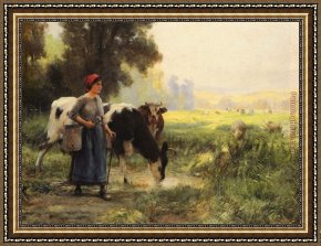 Julien Framed Paintings - La Vachere by Julien Dupre