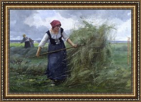 Julien Framed Paintings - The Wheatfield by Julien Dupre