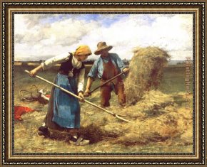 Julien Framed Paintings - The Wheatfield by Julien Dupre