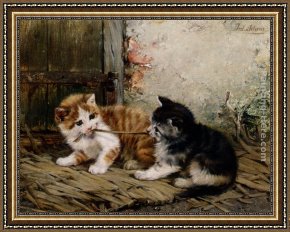 Adams Framed Paintings - Tug of War by Julius Adam