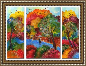 Landscape Framed Paintings - Autumn Wind by landscape