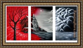 Landscape Framed Paintings - Mountain Dawn by landscape