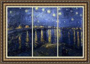 Starry Night Over The Rhone Framed Paintings - Starry Night over the Rhone by landscape