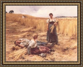 Les Moissonneurs 1888 Framed Paintings - Moissonneurs Mont-Saint-Pere by Leon-Augustin L'hermitte