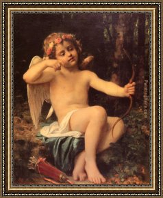 Cupid And Psyche As Children Framed Paintings - Cupid's Arrows by Leon Bazile Perrault