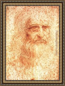 Portrait Framed Paintings - da Vinci Self Portrait by Leonardo da Vinci