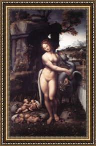 Leda And The Swan Framed Paintings - Leda 1508 by Leonardo da Vinci