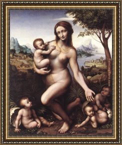 Leda And The Swan Framed Paintings - Leda 1530 by Leonardo da Vinci