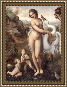 Leda And The Swan Framed Paintings - Leda by Leonardo da Vinci