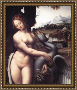 Leda And The Swan Framed Paintings - Leda detail by Leonardo da Vinci