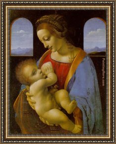 Madonna with The Rosary Framed Paintings - Madonna Litta by Leonardo da Vinci