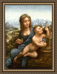 Madonna with The Rosary Framed Paintings - Madonna of the Yarnwinder by Leonardo da Vinci