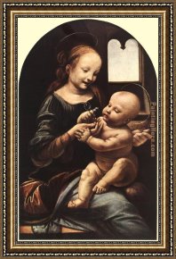 Madonna with The Rosary Framed Paintings - Madonna with Flower by Leonardo da Vinci