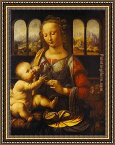 Madonna with The Rosary Framed Paintings - Madonna With The Carnation by Leonardo da Vinci