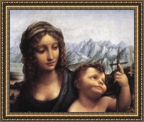 Madonna with The Rosary Framed Paintings - Madonna with the Yarnwinder detail by Leonardo da Vinci