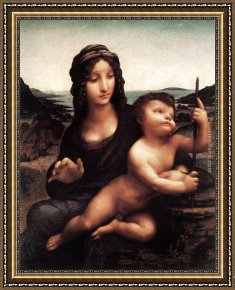 Madonna with The Rosary Framed Paintings - Madonna with Yarnwinder by Leonardo da Vinci