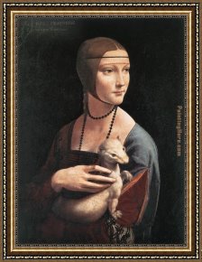 Portrait Framed Paintings - Portrait of Cecilia Gallerani by Leonardo da Vinci