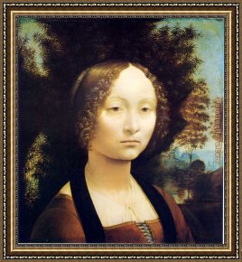 Portrait Framed Paintings - Portrait of Ginevra de Benci by Leonardo da Vinci