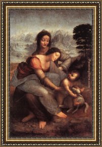 Four Children with a Basket of Fruit Framed Paintings - The Virgin and Child With St Anne by Leonardo da Vinci