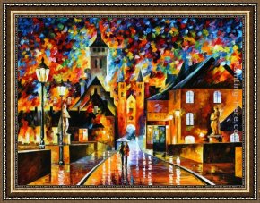 Starry Night Over The Rhone Framed Paintings - NIGHT IN THE OLD CITY by Leonid Afremov
