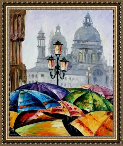 A Beautiful Day Framed Paintings - RAINY DAY IN VENICE by Leonid Afremov