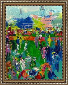 Kentucky Derby Framed Paintings - Derby Day Paddock by Leroy Neiman