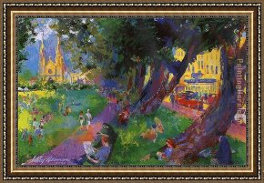 Town Square Framed Paintings - Washington Square Park by Leroy Neiman