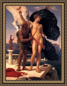 Leighton Flaming June Framed Paintings - Daedalus and Icarus by Lord Frederick Leighton